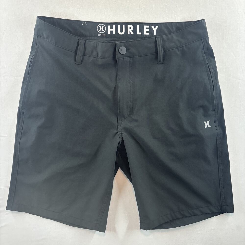 NWOT Hurley Men's Shorts 34 Black Performance Active Wear Sports Golf Surf Y2K
